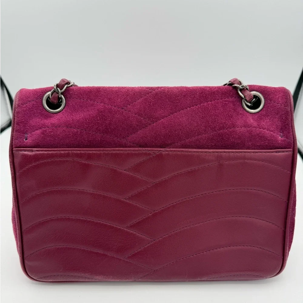 Chanel Fuchsia Suede Chain Shoulder Bag - Picture 3 of 11